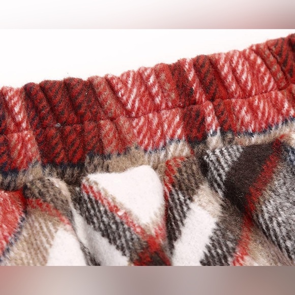 Womens Long Wool Plaid Tartan Aline High Waisted Winter Skirt Small Wine Red - Picture 4 of 11